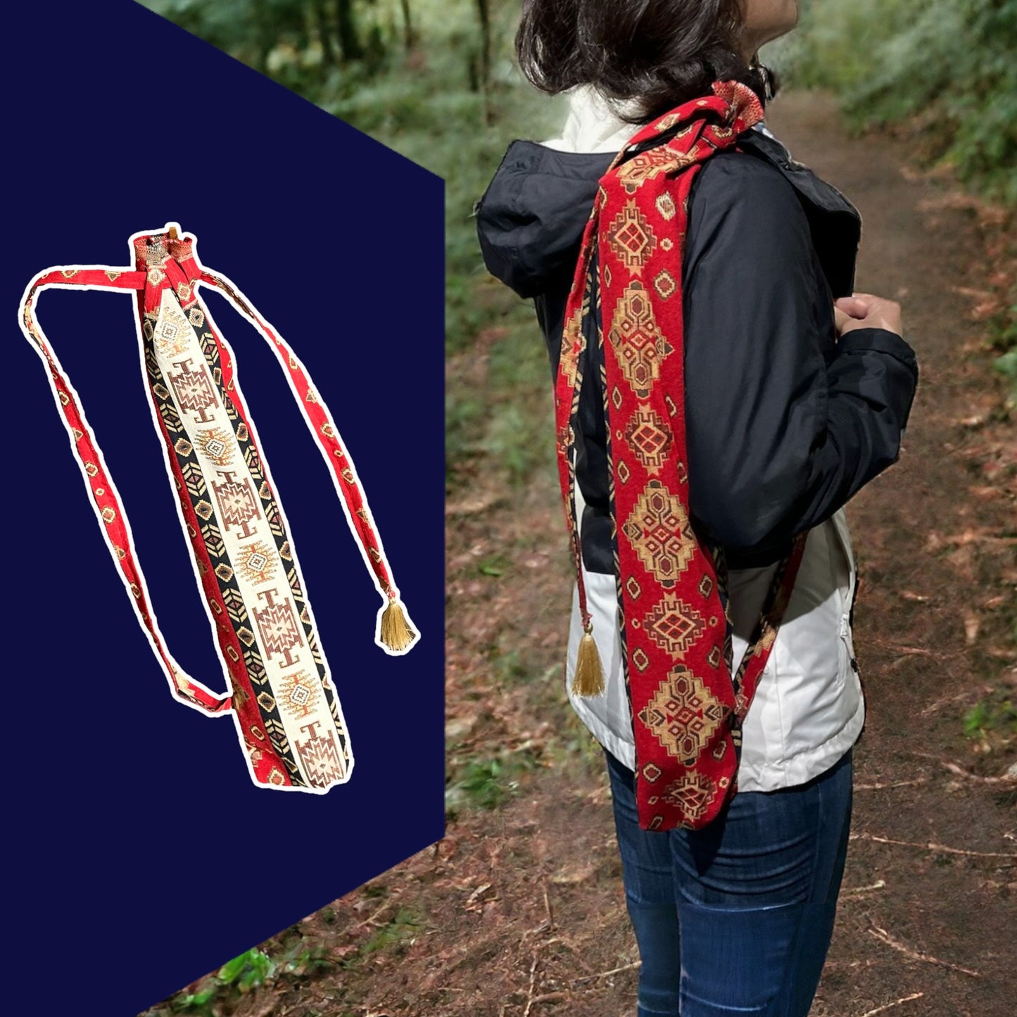Handmade Ethnic Flute Carrying Bag with Adjustable Strap